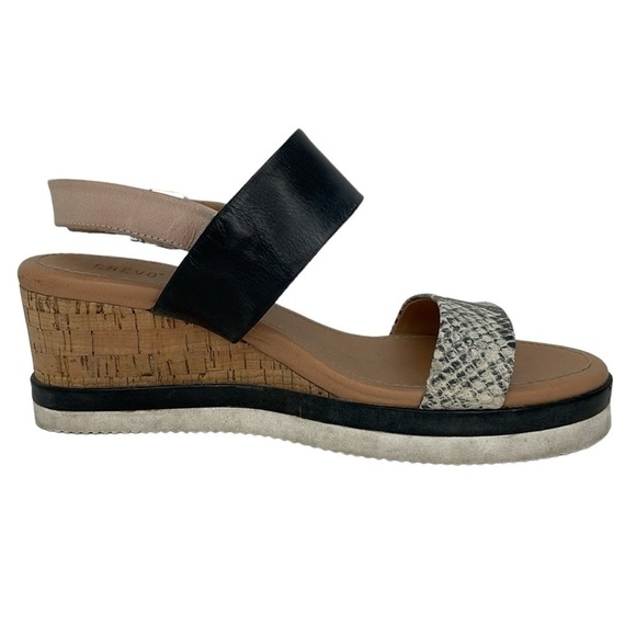 Crevo Sandals Women's 9 Snake Skin Grey Leather Ankle Strap Wedge Cow Hair - Picture 7 of 13